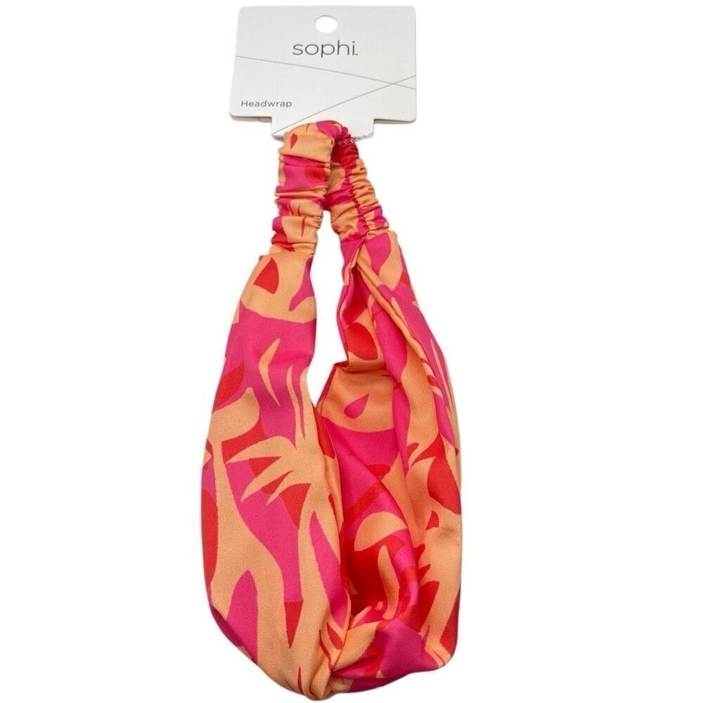 Sophi Tropical Island Print Headwrap – Pink & Orange Hair Scarf, One Size